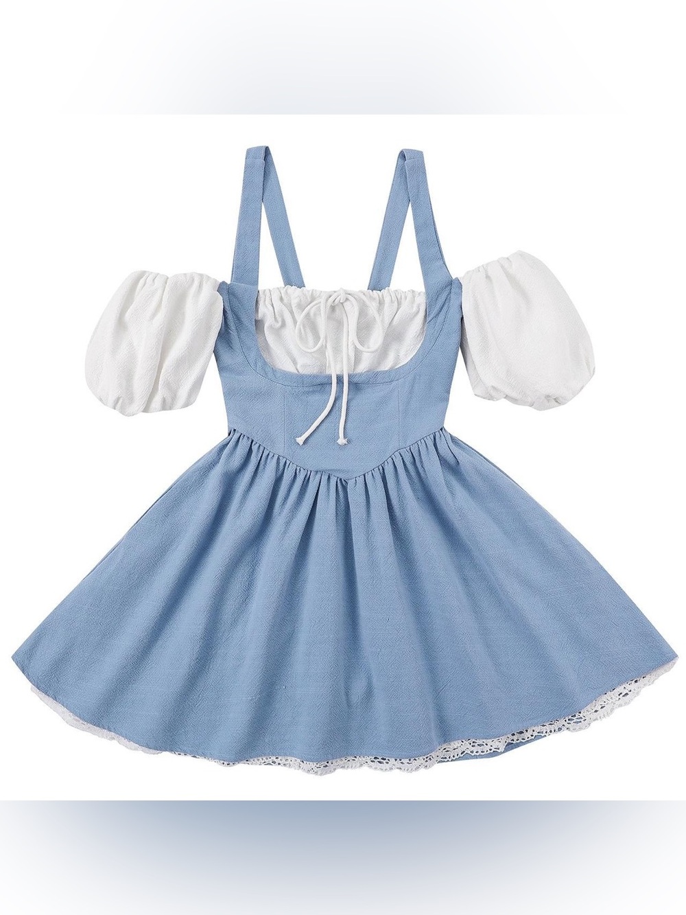 Fashion Brand Company blue white milk maid Mini Dress linen Penelope gazin